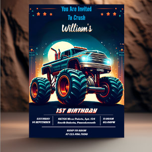 Invitation Remplir Enfants Boy Cars Cool Monster Camion 1er a