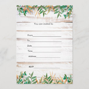 Invitation Remplir la verdure d'invitation aquarelle rustique