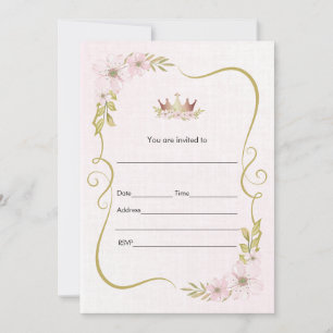 Invitation Remplir l'invitation aquarelle florale princesse