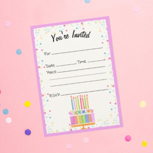 Invitation Remplissez L'Invitation D'Anniversaire Vierge