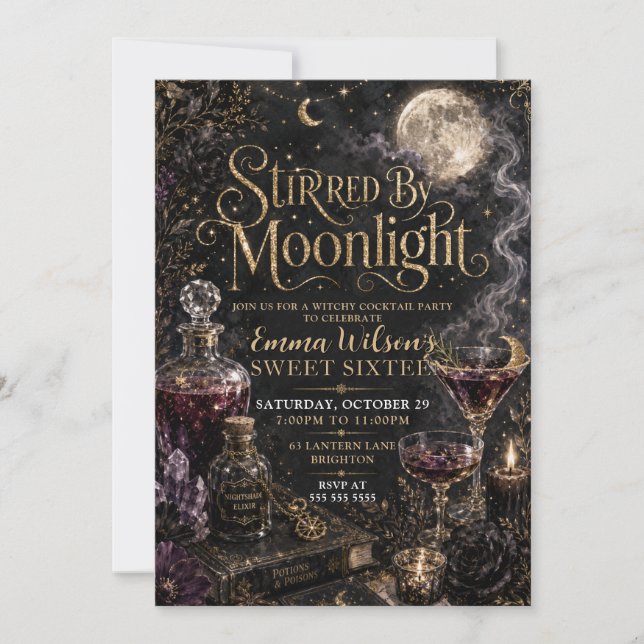 Invitation Remué par la douceur de seize ans au clair de lune (Devant)