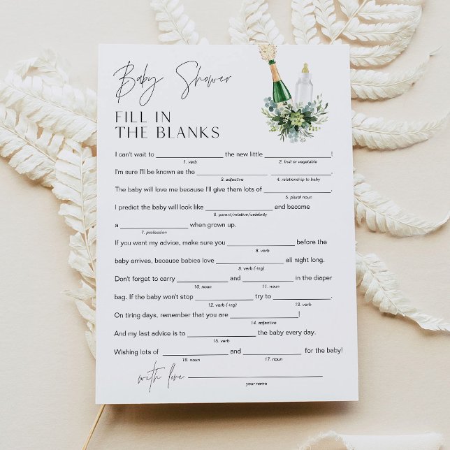 Invitation REMY Baby shower Libs Remplir dans le jeu vide 5x7 (Créateur téléchargé)