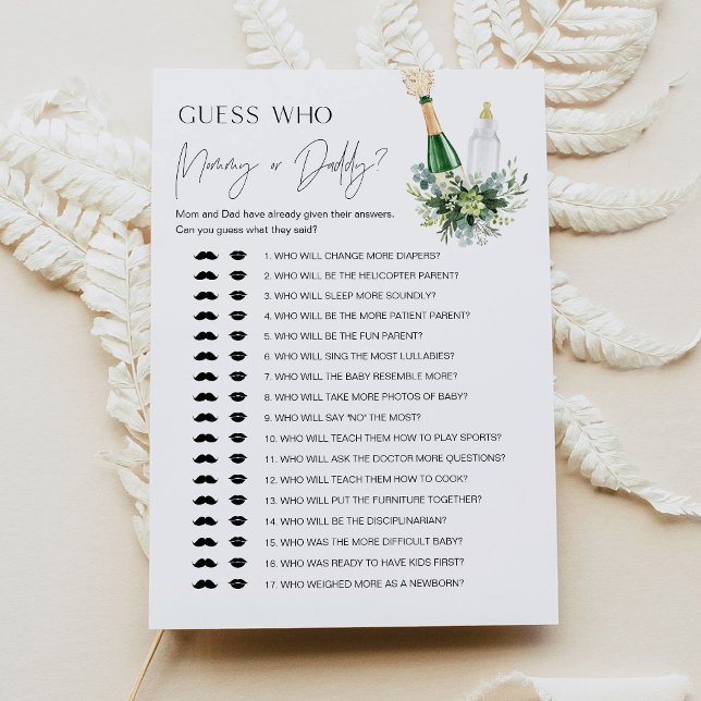 Invitation REMY Who Said It Maman ou papa Baby Game Card (Créateur téléchargé)