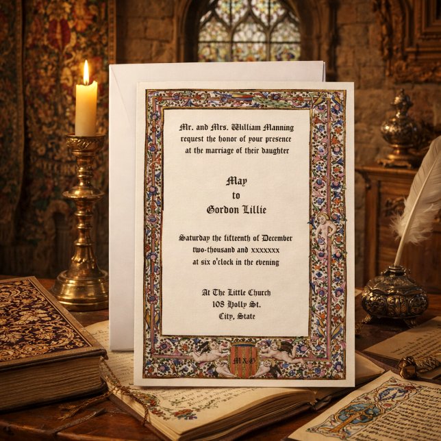 Invitation Renaissance 1475 Médiéval Mariage Enluminé (Créateur téléchargé)