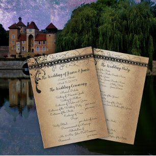 Invitation Renaissance médiévale Gold & Black Wedding Program