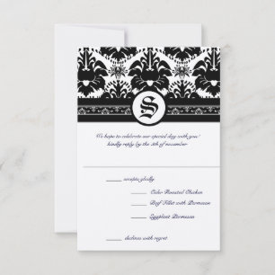 Invitation Renaissance médiévale noir damas RSVP