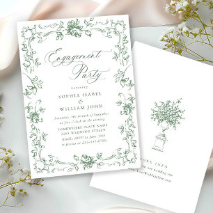 Invitation Renaissance Ornate Sage Green ENGAGEMENT PARTI
