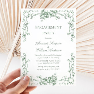 Invitation Renaissance Ornate Sage Green ENGAGEMENT PARTI