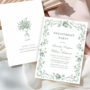 Invitation Renaissance Ornate Sage Green ENGAGEMENT PARTI