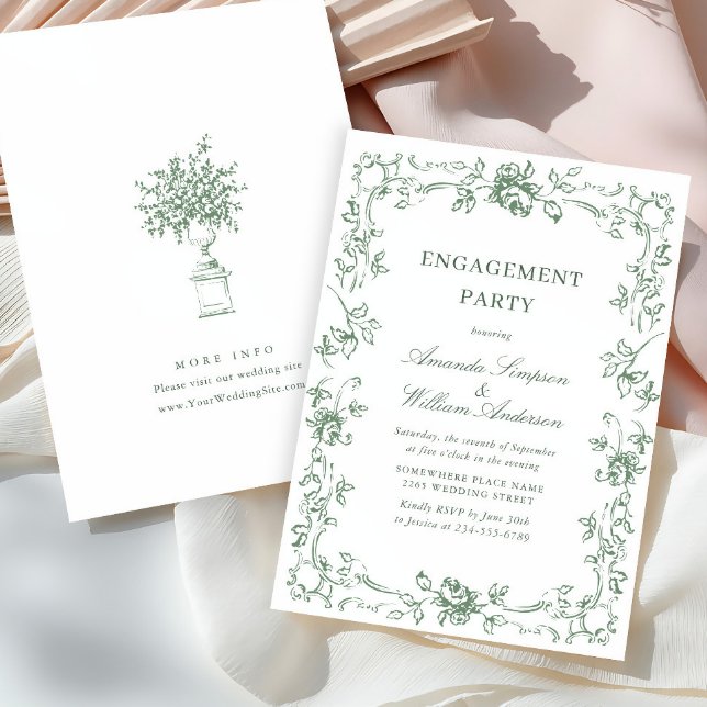 Invitation Renaissance Ornate Sage Green ENGAGEMENT PARTI (Créateur téléchargé)