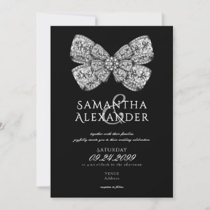 Invitation Renaissance Regency Ornate Bow AIO Mariage noir