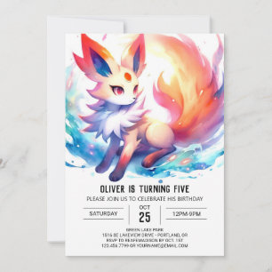 Invitation Renard aquarelle peint Anniversaire