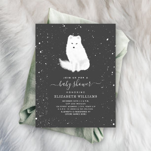 Invitation Renard arctique Baby shower d'hiver neutre gris fo