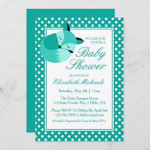 Invitation Renard Baby shower turquoise