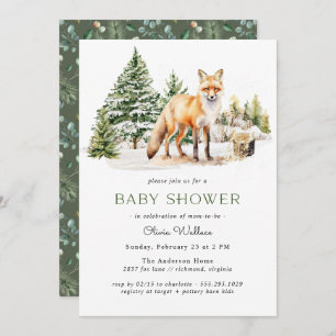 Invitation Renard boisé rustique   Baby shower forestier d'hi