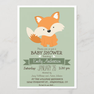 Invitation Renard de bébé, Baby shower de bois ou arrosage