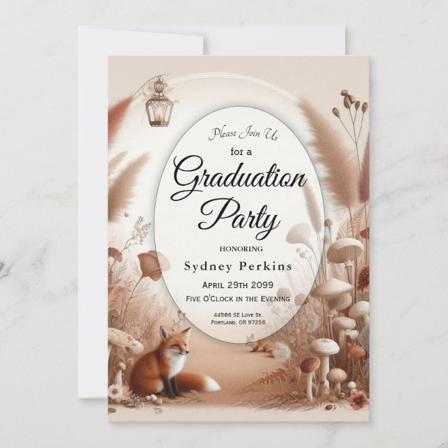 Invitation Renard de forêt d'automne enchanté (Devant)