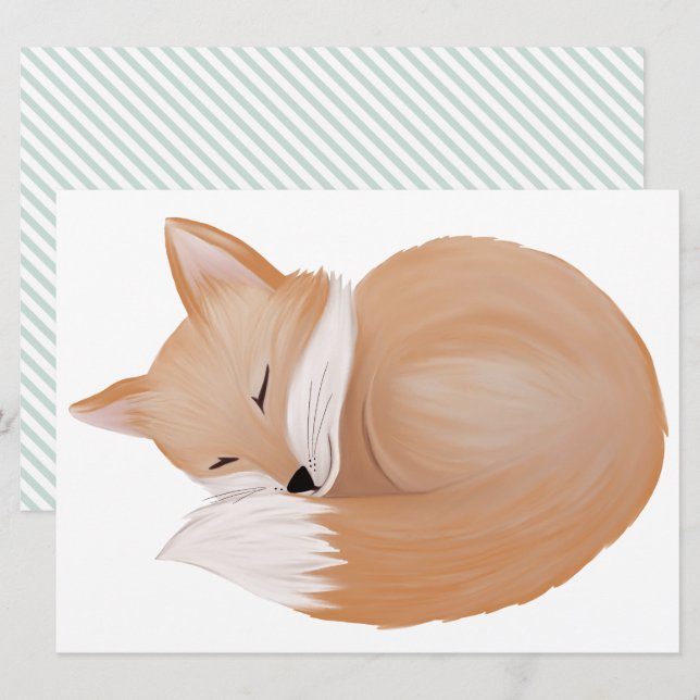 Invitation Renard dormant, coupé (Devant / Derrière)