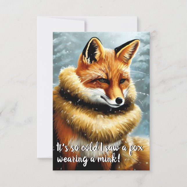 Invitation Renard drôle dans un Mink Nouvel An (Devant)