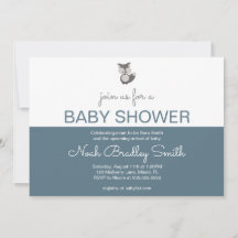 Renard gris - Baby shower 7x5 (horizontal) Invitat