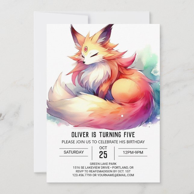 Invitation Renard joyeux bohème anniversaire (Devant)