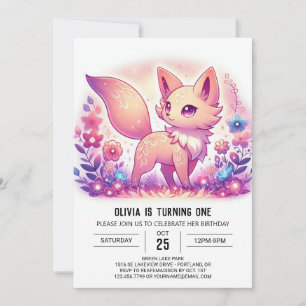 Invitation Renard magique moderne 1er anniversaire