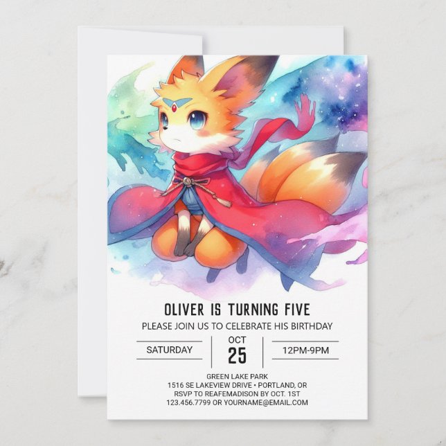 Invitation Renard personnalisé rustique Anniversaire (Devant)