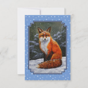 Invitation Renard rouge mignon en neige hivernale