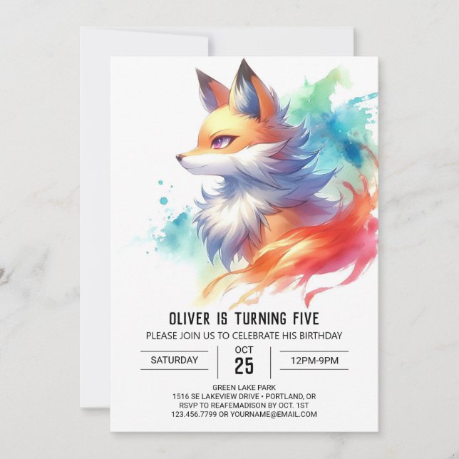 Invitation Renard rustique bohémien (Devant)