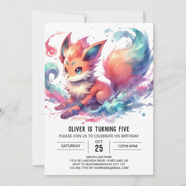 Invitation Renard rustique bohémien (Devant)