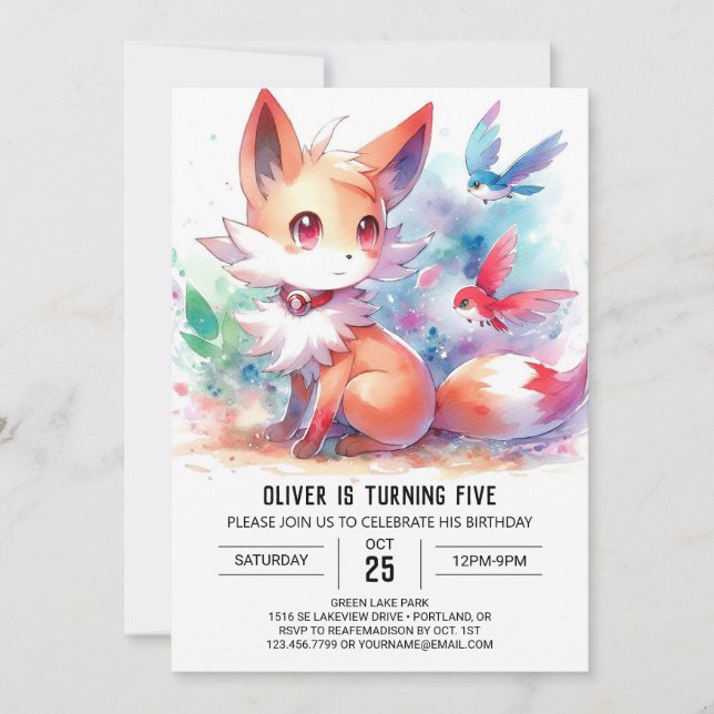 Invitation Renard rustique bohémien (Devant)
