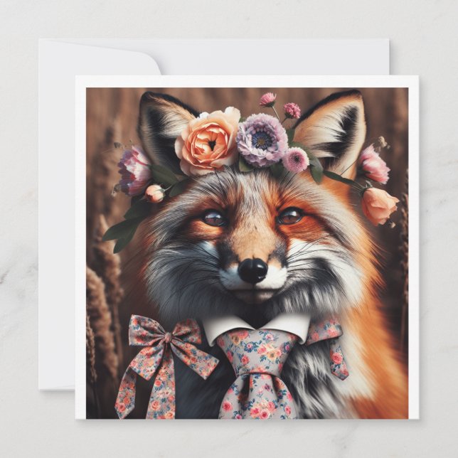 Invitation Renard sauvage portant une cravate mignon  (Devant)