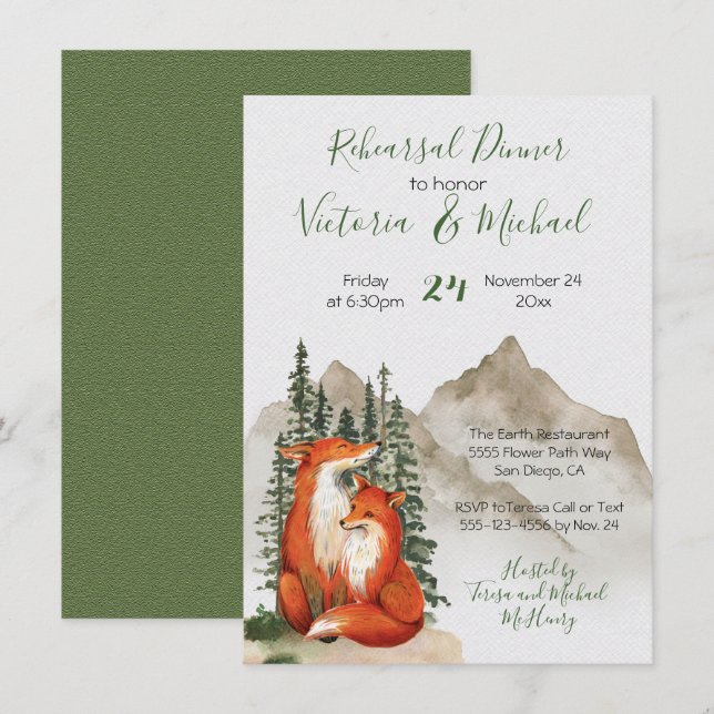 Invitation Rencontre Rustique dans une Forêt de Aquarelle pou (Devant / Derrière)