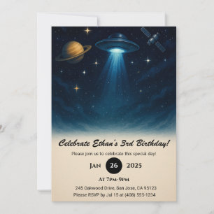 Invitation Rencontre UFO dans l'espace étoilé Anniversaire