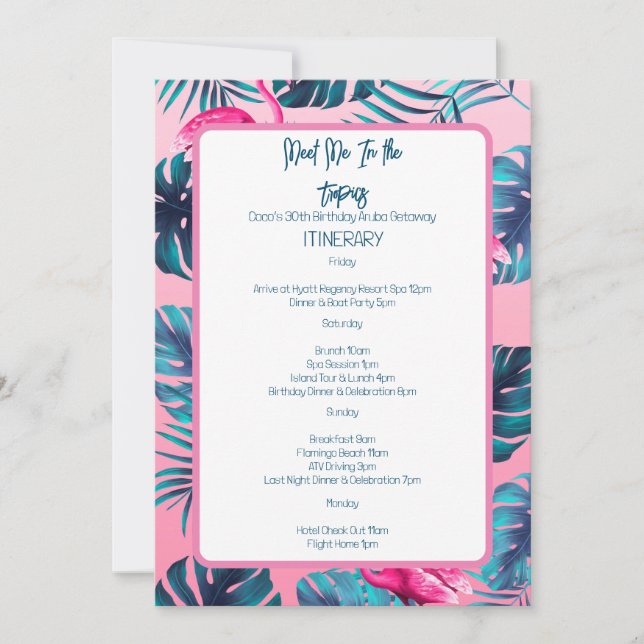 Invitation Rencontrez-moi dans les tropiques Anniversaire Voy (Devant)