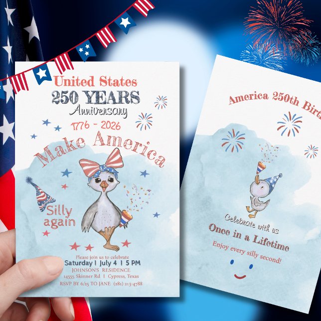 Invitation Rendez l'Amérique Ridicule Encore une fois 250e an (Make America Silly Again US 250th Anniversary Invitation)