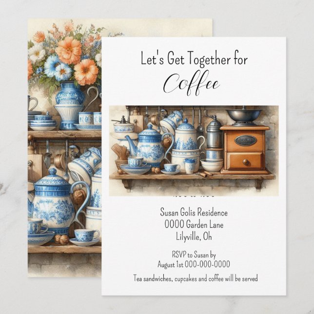 Invitation Rendez-vous café de l'après-midi  (Devant / Derrière)