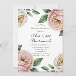 Invitation Rendez-vous de demoiselles d'honneur floral Rose e