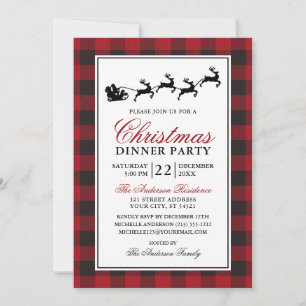 Invitation Rendez-vous de Noël Rouge Plaid