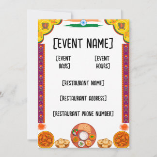 Invitation Rendez-vous restaurant indien et inauguration