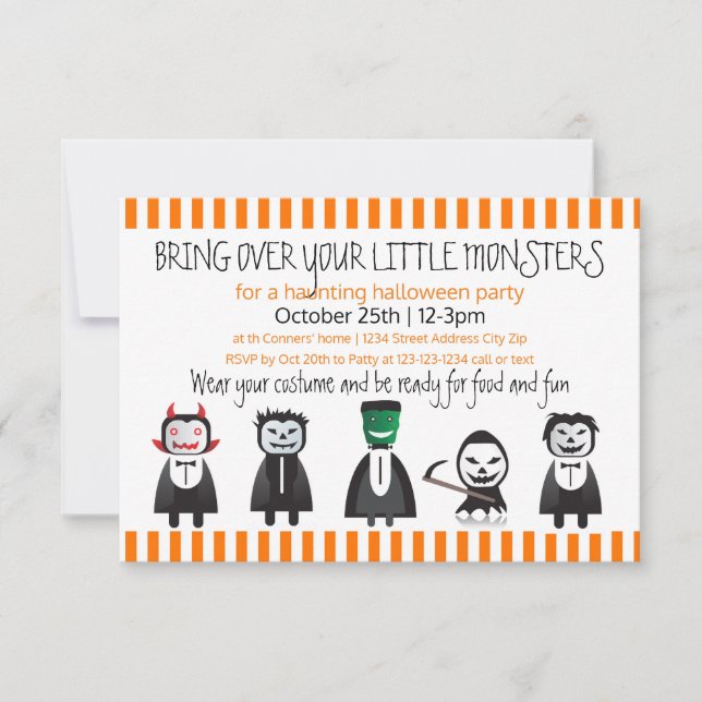 Invitation Rendez-vous sur vos monstres-3x5Halloween Invitati (Devant)