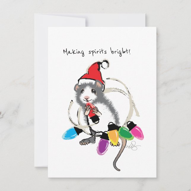 Invitation Rendre les esprits brillants Souris de Noël (Devant)