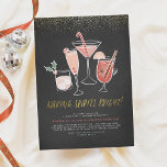 Invitation Rendre les esprits lumineux | Chalkboard Cocktail<br><div class="desc">Rendre les esprits brillants ! Un assortiment de boissons de Noël peintes à la main, dont un martini au sucre de canne, du vin chaud à l'anis étoilé, de la cannelle, du champagne aux bonbons et aux baies congelées, et un russien blanc décoré d'une branche de saint-laurent contre des arrière...</div>