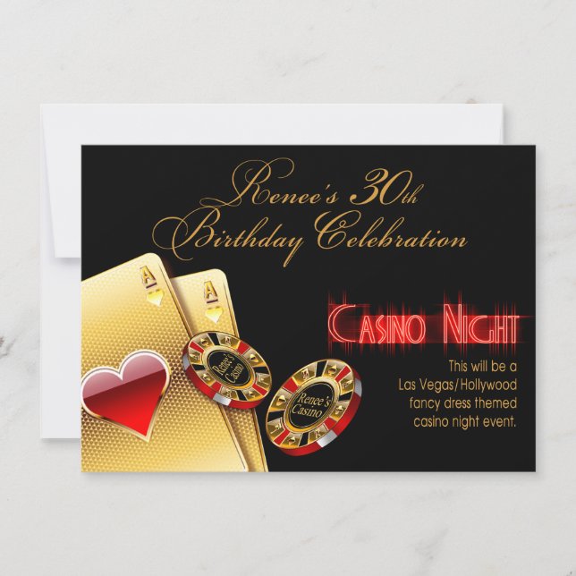 Invitation Renee Vegas Casino Night 30th Birthday Party (Devant)