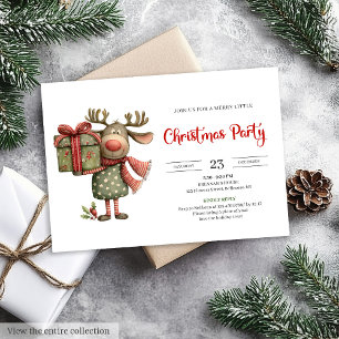 Invitation Renne drôle rouge vert imprimable Noël 