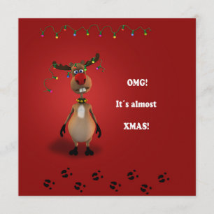 Invitation Renne flairé rouge de Noël drôle