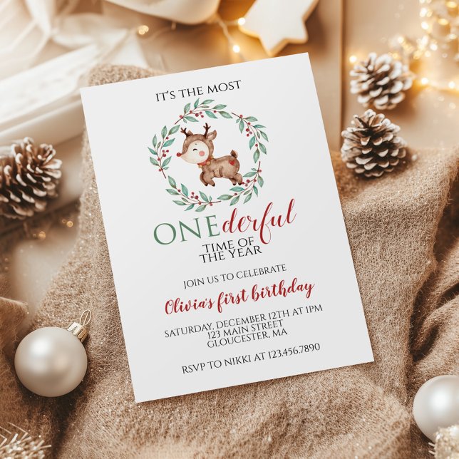 Invitation Renneau de Noël ONEderful Premier Anniversaire (Créateur téléchargé)