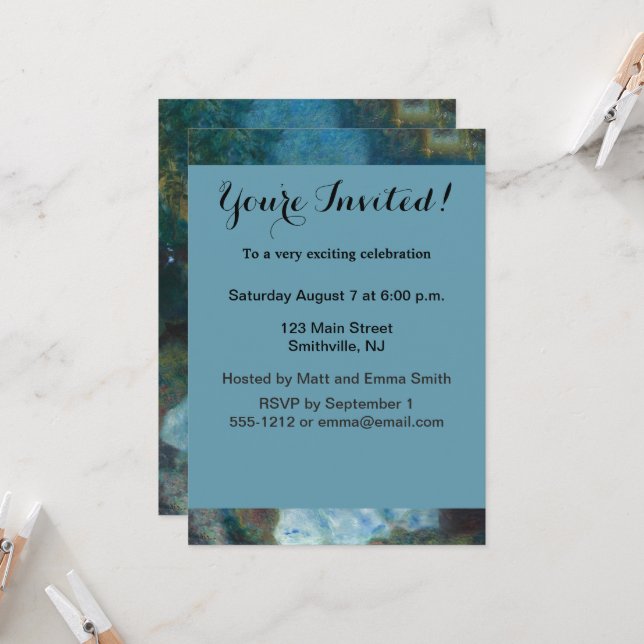 Invitation Renoir femme à l'impressionniste Vintage de piano (Devant/Arrière en situation)