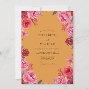Invitation Renoncule Magenta Moutarde Poussiéreux Eucalyptus