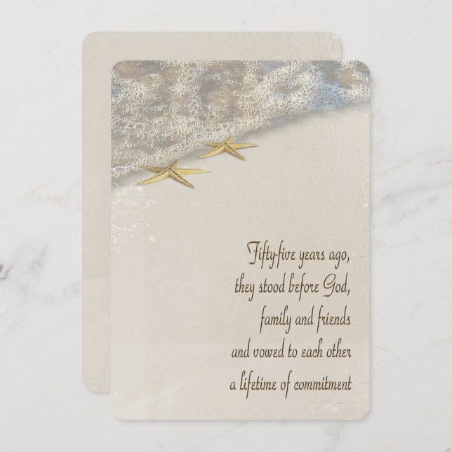 Invitation Renouveau de la Vow étoile de mer pour le 55e anni (Devant / Derrière)